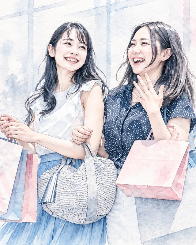お昼の街で買い物を楽しむ女性たち（イメージ）